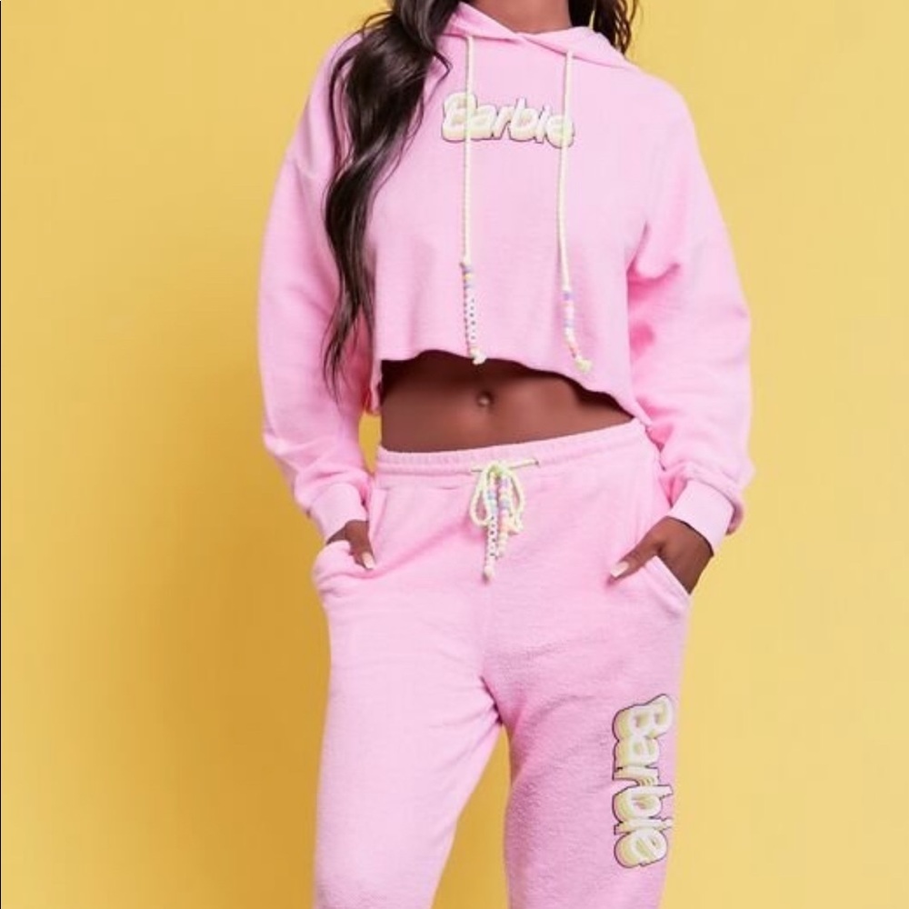 F21 X Barbie Graphic Beaded Hoodie & Jogger Set